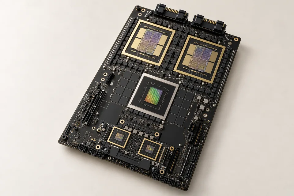 Illustrative rendering of an accelerator compute board